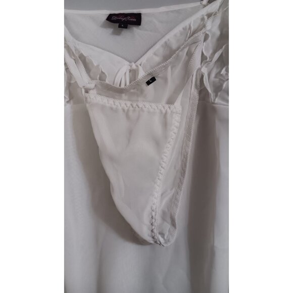 Bed of Roses NWOT Large White 3 Piece Midi Sheer Romantic Honeymoon Lingerie - Picture 5 of 7